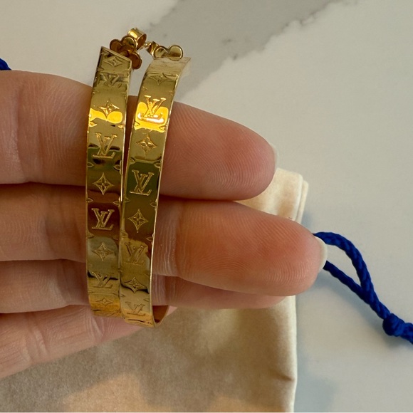 Louis Vuitton Monogram Gold Hoop Earrings - Picture 2 of 5